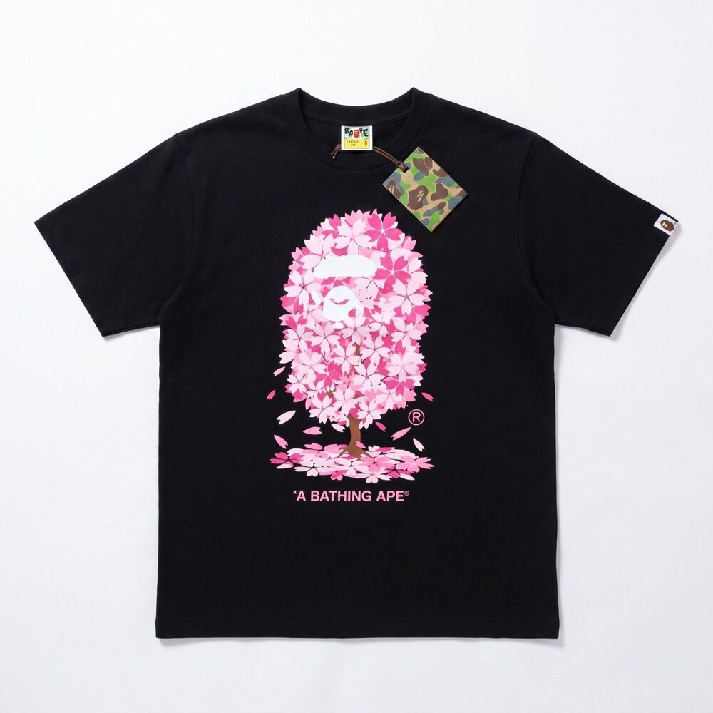 A Bathing Ape BAPE Ape Head Cherry Blossom Graphic Tee Men's Black
